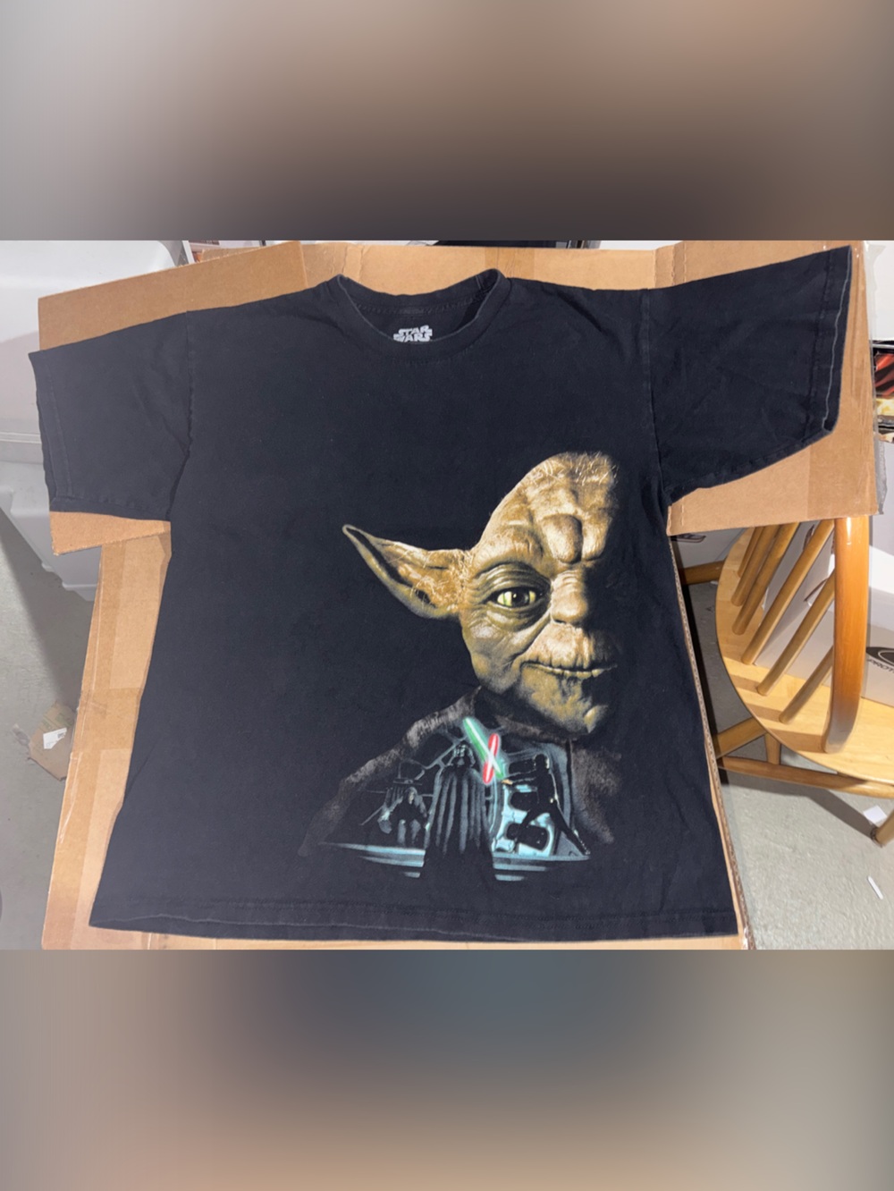 Star Wars Black T-Shirt with Yoda Portrait seen in “Step Brothers”
